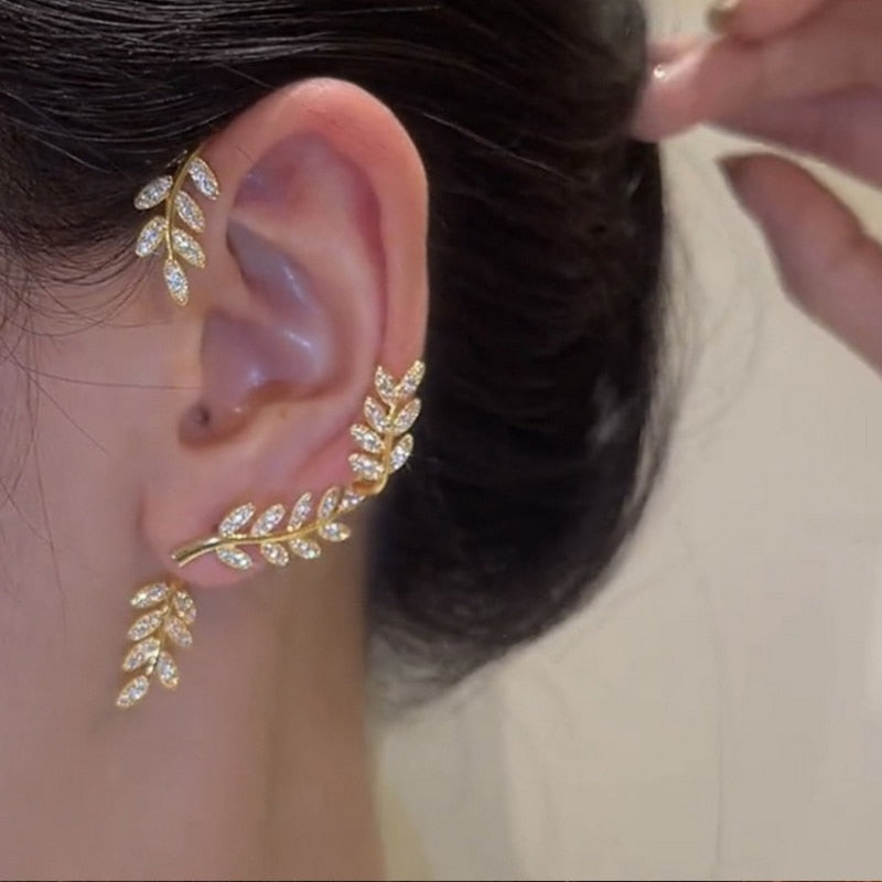Kpop Shiny Zircon Butterfly Earcuff For Women Without Piercing Earrings 2023 Fashion Ear Clip Earrings Bride Wedding Jewelry