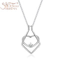 SHADOWHUNTERS Women's 925 Sterling Silver Heart Ring Holder Necklace Clear Cz Adjustable Pendant Necklace Dainty Engagement Gift - Charlie Dolly