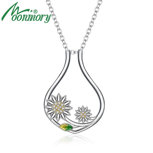 Moonmory 925 Sterling Silver Cz Ring Holder Necklace Adjustable Length Rotatable Sunflower Women's Ring Holder Necklace - Charlie Dolly