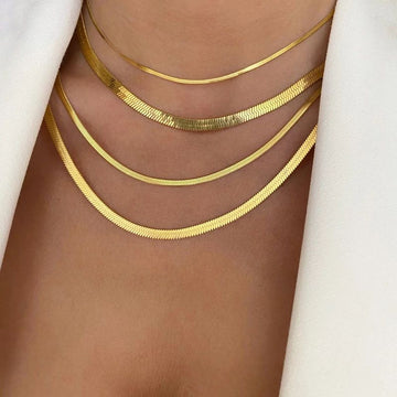 Hot Fashion Unisex Snake Chain Women Necklace Choker Stainless Steel Herringbone Gold Color Chain Necklace For Women Jewelry - Charlie Dolly