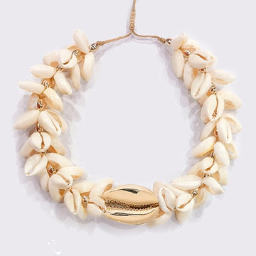boho Large Concha cowry MEGA PUKA SHELL NECKLACE BURGUNDY valentine's day collares collier women chokers necklace femme collar - Charlie Dolly