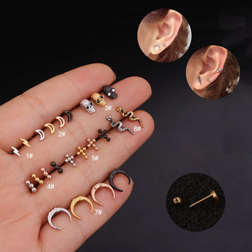 1Piece Piercing Skeleton Snake Stainless Steel Stud Earrings for Men and Women Jewelry 2020 Earring Stud - Charlie Dolly