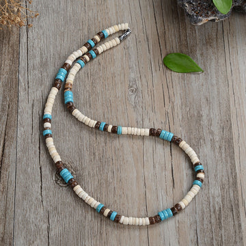 coconut shell men's necklace simple natural wood necklace men's yoga meditation jewelry men's accessories - Charlie Dolly