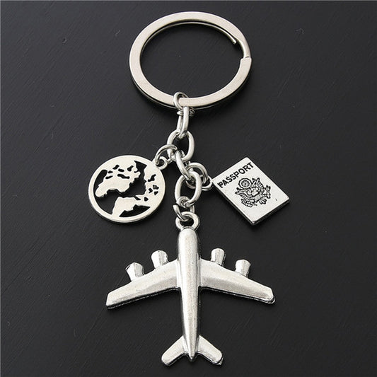 1PC Earth Plane Keychain Has Nowhere To Fall, Pendant Travel Key Ring Friendship Best Friend Jewelry Handmade By Diy - Charlie Dolly