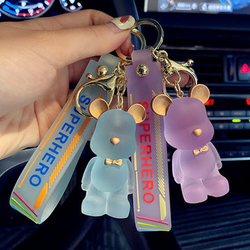 Cute Crystal Keychain Charm Tie The Bear Pendant For Women Bag Car KeyRing Mobile Phone Fine Jewelry Accessories Kids Girl Gift - Charlie Dolly