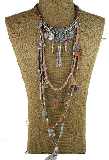 Gypsy Statement Vintage Long Necklace Ethnic jewelry boho necklace tribal collar Tibet Jewelry - Charlie Dolly