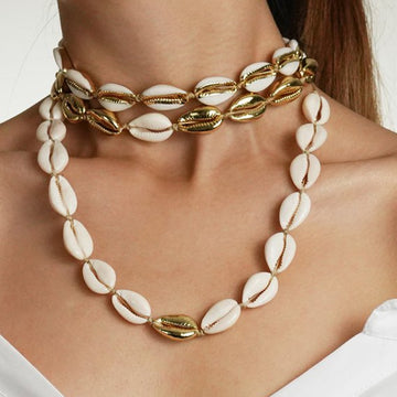 Puka Natural gold Color cowrie Shell necklace women best friend cowry seashell bijoux collier femme bohemian jewellry - Charlie Dolly
