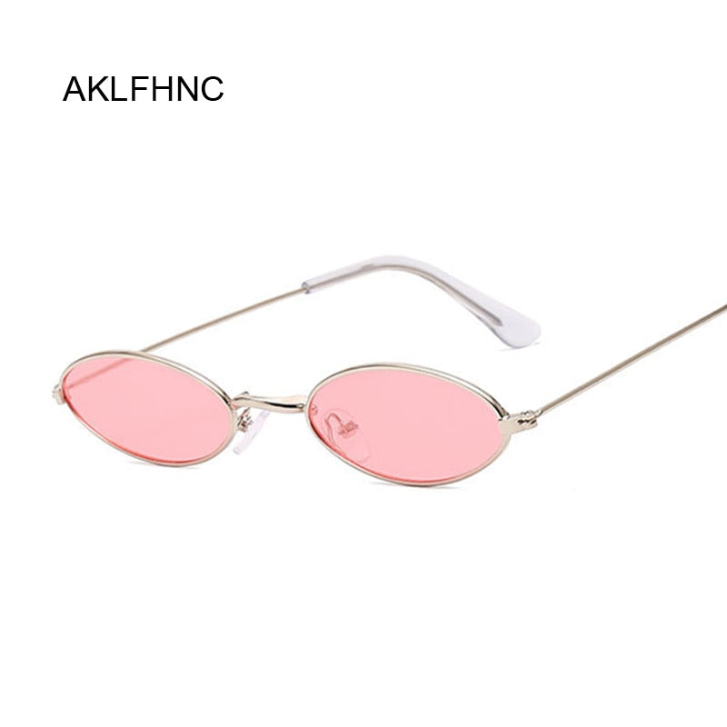 Small Frame Black Shades Round Sunglasses Woman Oval Brand Designer Vintage Fashion Pink Sun Glasses Female Oculos De Sol