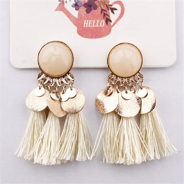 Bohemia Black Red Rope Fringe Tassel Earrings Long Drop Dangle Big Earrings Fashion Earrings for Women - Charlie Dolly