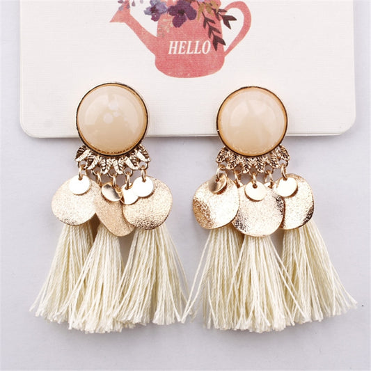 Bohemia Black Red Rope Fringe Tassel Earrings Long Drop Dangle Big Earrings Fashion Earrings for Women - Charlie Dolly
