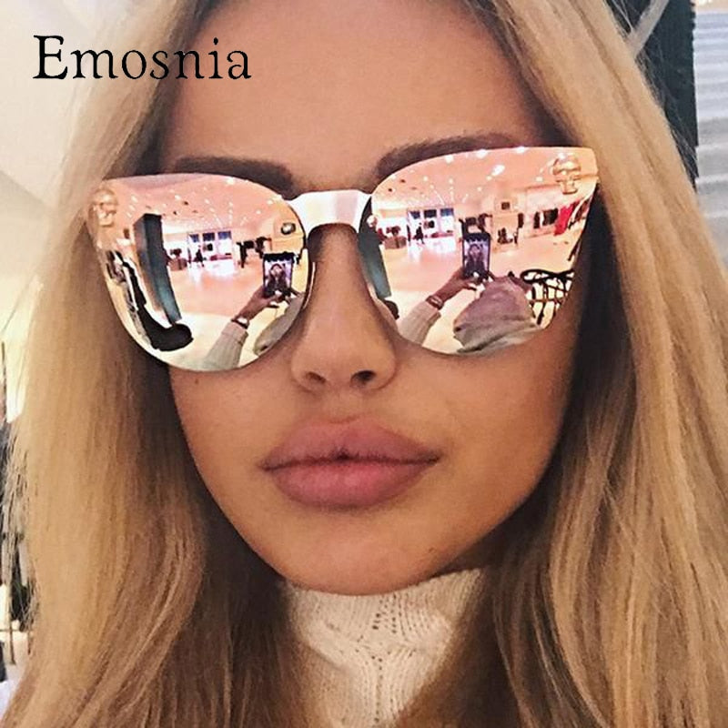 Emosnia Pink Sunglasses Rose Gold Skull Oversize Sunglasses Women