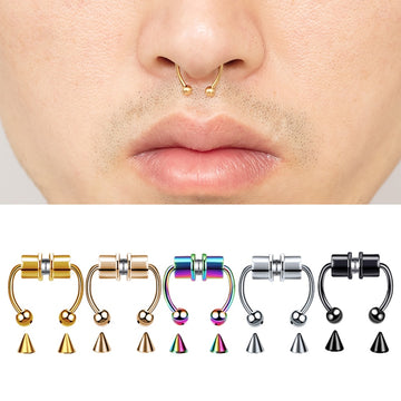 Fake Nose Ring Non Piercing Horseshoe Septum Piercing Magnetic Hoop Stainless Steel Reusable Magnet Punk for Women Jewelry Gifts - Charlie Dolly