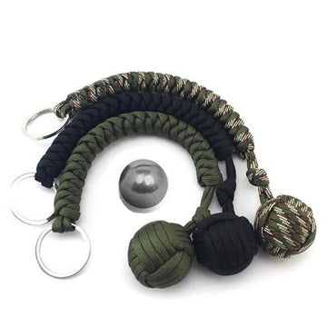 Key Chain With Self-defense Steel Ball 24cm 7-core Outdoor Equipment Parachute Cord Rope Keychain Wild Survival - Charlie Dolly