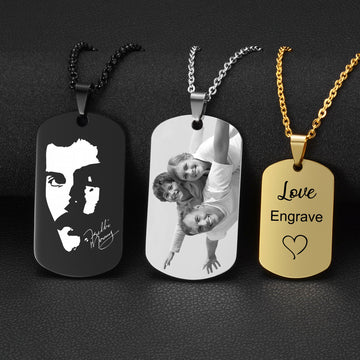 Custom Pictures Photo Necklace for Women Stainless Steel Engrave Family Name Plate Neck Pendant Dog ID name Tag Gifts Punk Rock - Charlie Dolly