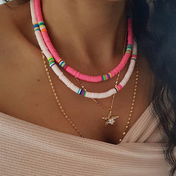 6MM Punk Polymer Clay Necklace Soft Pottery Choker Necklace Colorful Surfer Beads Collar Handmade Femme Jewelry Gifts - Charlie Dolly