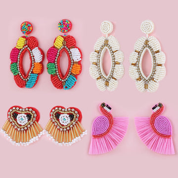 Bohemia Colorful Seed Beads evil eye Flower Drop Earrings For Women Handmade Tassel swan Statement Dangle Earrings Jewelry - Charlie Dolly