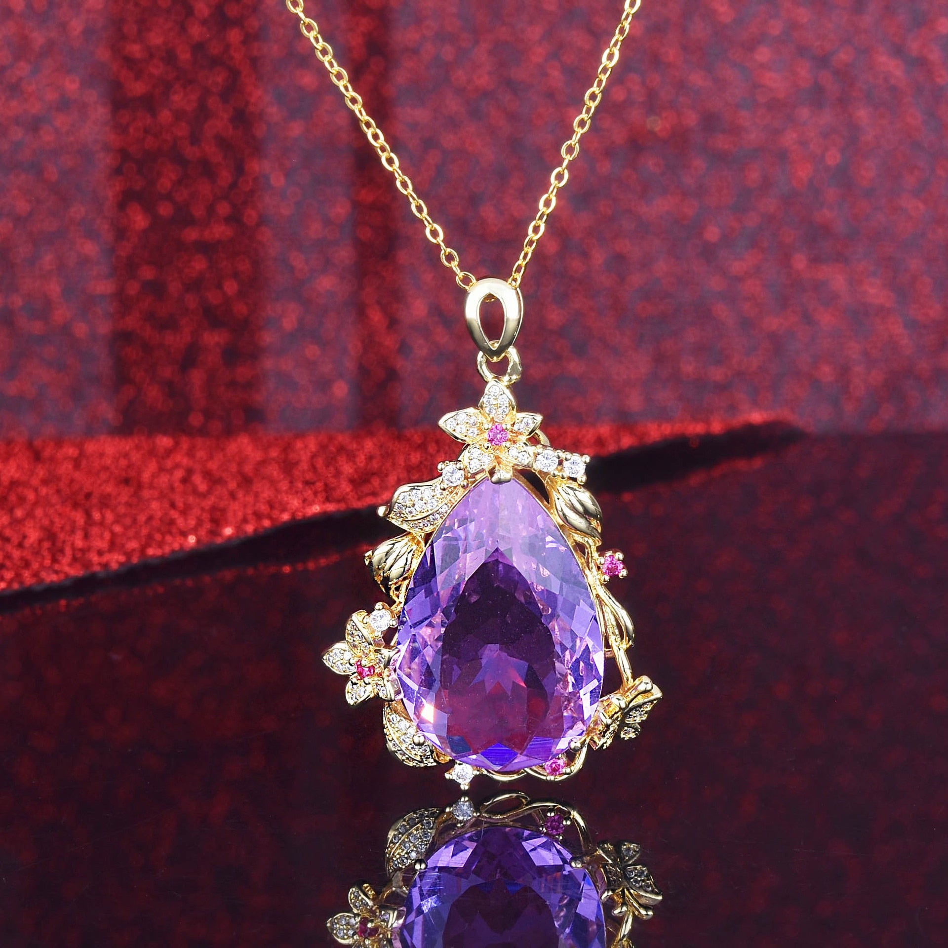 Amethyst Necklace For Women, 14K Gold shops Pendant Necklace