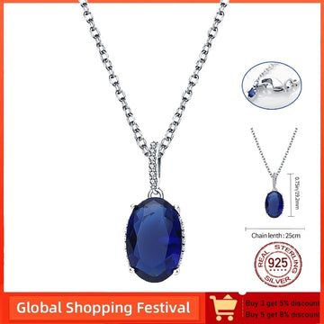 Romantic Blue Crystal Halo Necklace Female Pendant Original Pandora Clavicle Chain Fashion DIYJewelry Gift for Girl - Charlie Dolly
