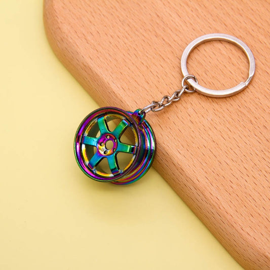 Creative Wheel Hub Key Chains Colorful Metal Tire Keyring for Men Trendy Design Car Keychain Accessories Cool Gifts - Charlie Dolly
