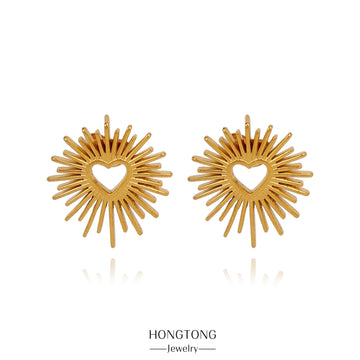 HONGTONG Earrings Irregular Love Shape Stainless Steel Earrings Women's Fashion Cute Metal Texture 18k Earrings Gold Plated - Charlie Dolly