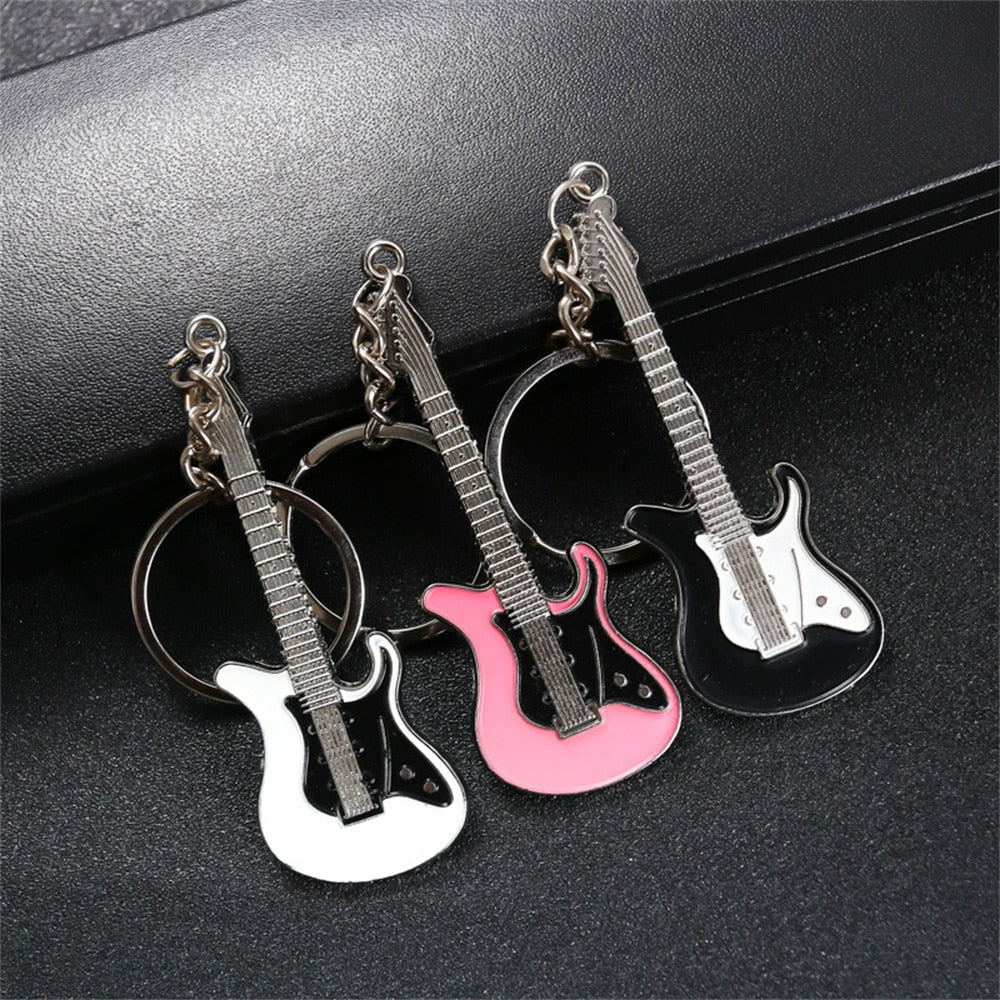Guitar Key chain Metal 6 colour KeyChain Cute Musical Car Key Ring Silver Color pendant For Man Women Party Gift - Charlie Dolly