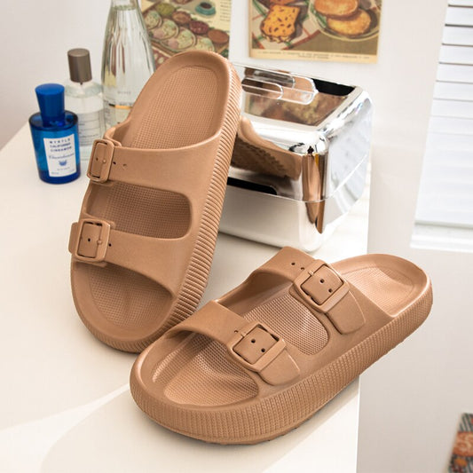 Feslishoet Women Platform Double Button Sandals Swimming Pool Gym House Shower Quickdrying Opentoed Slippers Indoor Shoes - Charlie Dolly