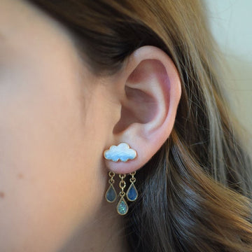 Original Cute Cloud Blue Rain Drop Dangle Earrings For Women 2022 Sweet White Glaze Charming Jewelry - Charlie Dolly