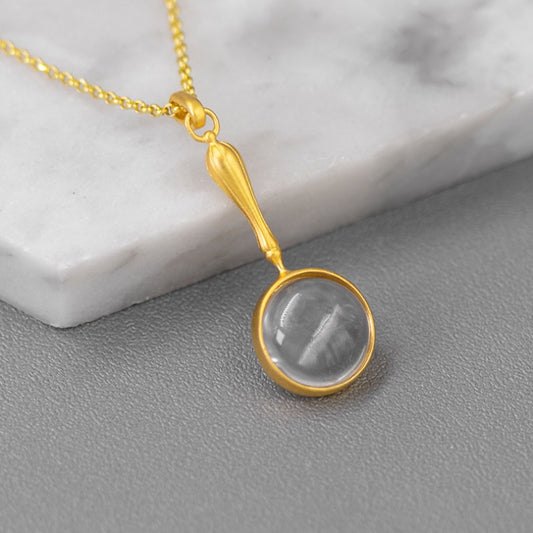 INATURE New Fashion 925 Sterling Silver Jewelry Natural Crystal Magnifying Glass Pendant Necklace For Women - Charlie Dolly
