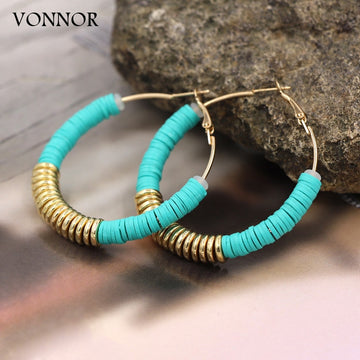Jewelry Hoop Earrings for Woman Multicolor Polymer Clay Korean Fashion Earrings Wholesale Gift Female Girls - Charlie Dolly
