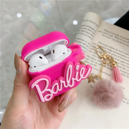 Kawaii Barbie Bluetooth Earphone Case for Airpods Pro 1 2 3 Anime Cartoon Cute Silicone Protective Soft Cover with Plush Pendant - Charlie Dolly