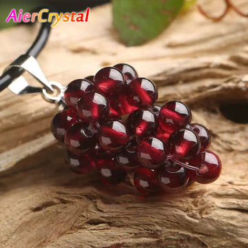 1PC Natural Pomegranate Grape Pendant Lover Necklace Reiki Healing Decoration Real Mineral Material Crystal Bead Jewelry Gift - Charlie Dolly