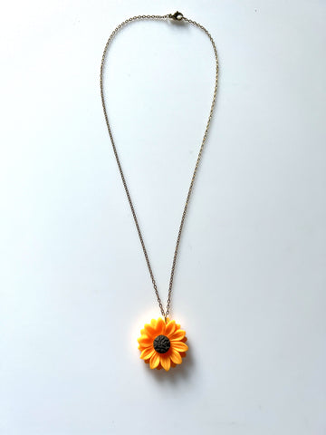 Resin Pendant Sunflower Necklace for Women Stainless Steel Gold Color Long Chain Jewelry Accessories - Charlie Dolly
