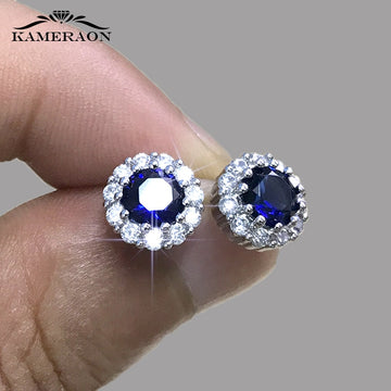 Women's Earrings Chamomile Dorea Fashion Geometry Studs Zirconia Earrings Cute Blue Stone Minimalism Piercing Earrings for Wife - Charlie Dolly