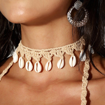 Women Shells Choker Necklaces Natural Sea Cowrie Shell Rope Chain Choker Necklace Summer Jewelry Girl Friendship Gifts Handmade - Charlie Dolly