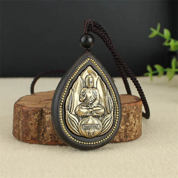 Handmade Ethnic Ebony Exaggerated Bodhisattva Pendant Necklace Women Buddha Lucky Eight guardians Amulet Necklaces For Men - Charlie Dolly