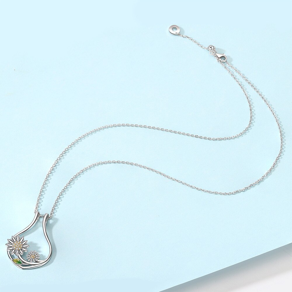 Moonmory 925 Sterling Silver Cz Ring Holder Necklace Adjustable Length Rotatable Sunflower Women's Ring Holder Necklace - Charlie Dolly