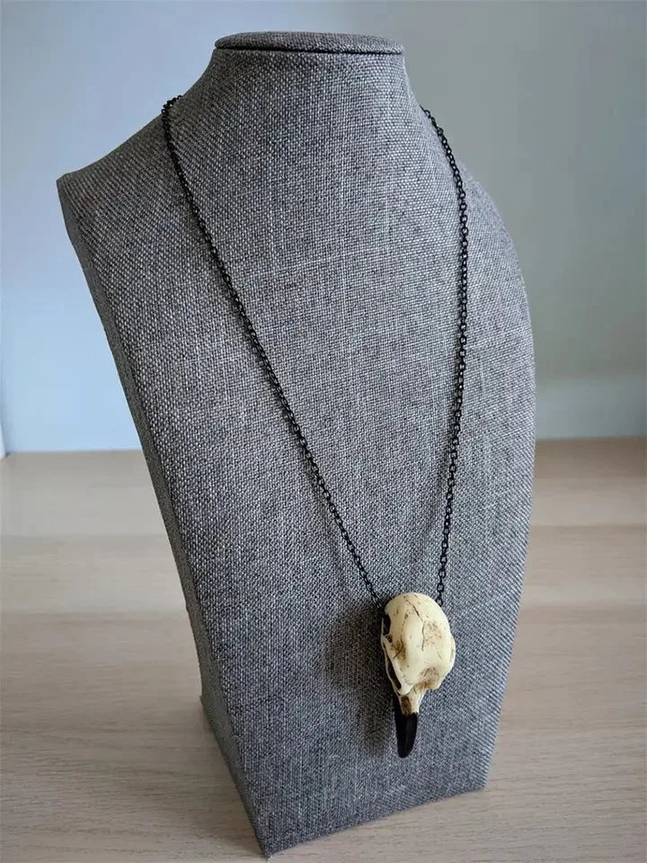 Raven Skull Necklace Halloween Jewelry Gothic Necklace, Raven Jewellery Gift Idea Spooky Scary Plague Doctor Witch - Charlie Dolly