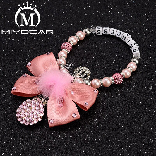 Personalised-any name set stunning pink bling pram charm/stroller toy Rattles bed toy rattle pacifier clip holder dummy clip - Charlie Dolly