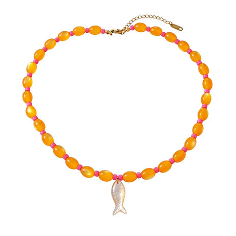 Fish, Starfish and Shell Colorful Handmade Boho Necklace