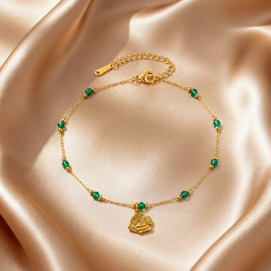 Waterproof Stainless Steel Shell and Conch Beaded Anklet