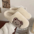 Comwarm Cute Animal Fur Slipper For Women Men Fashion Kawaii Fluffy Winter Warm Slippers Lovers Cartoon Teddy Bear House Shoes - Charlie Dolly