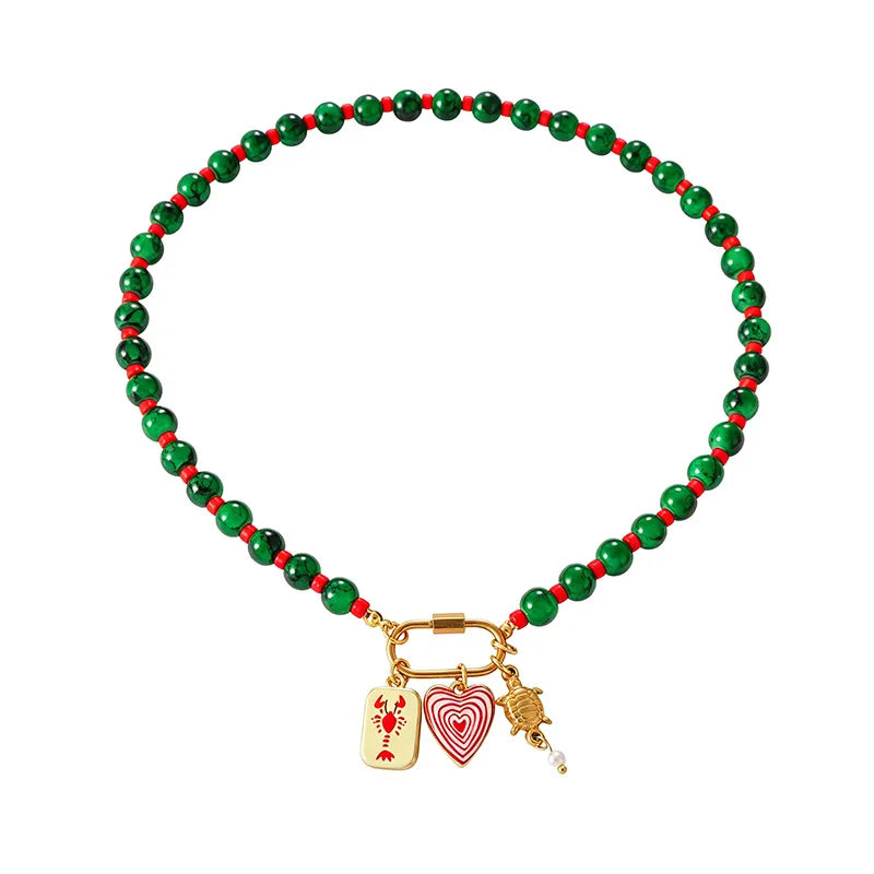Summer Fish Starfish Shell Pendant Necklace for Women Trendy Colorful Beaded Handmade Necklaces Boho Statement Jewelry