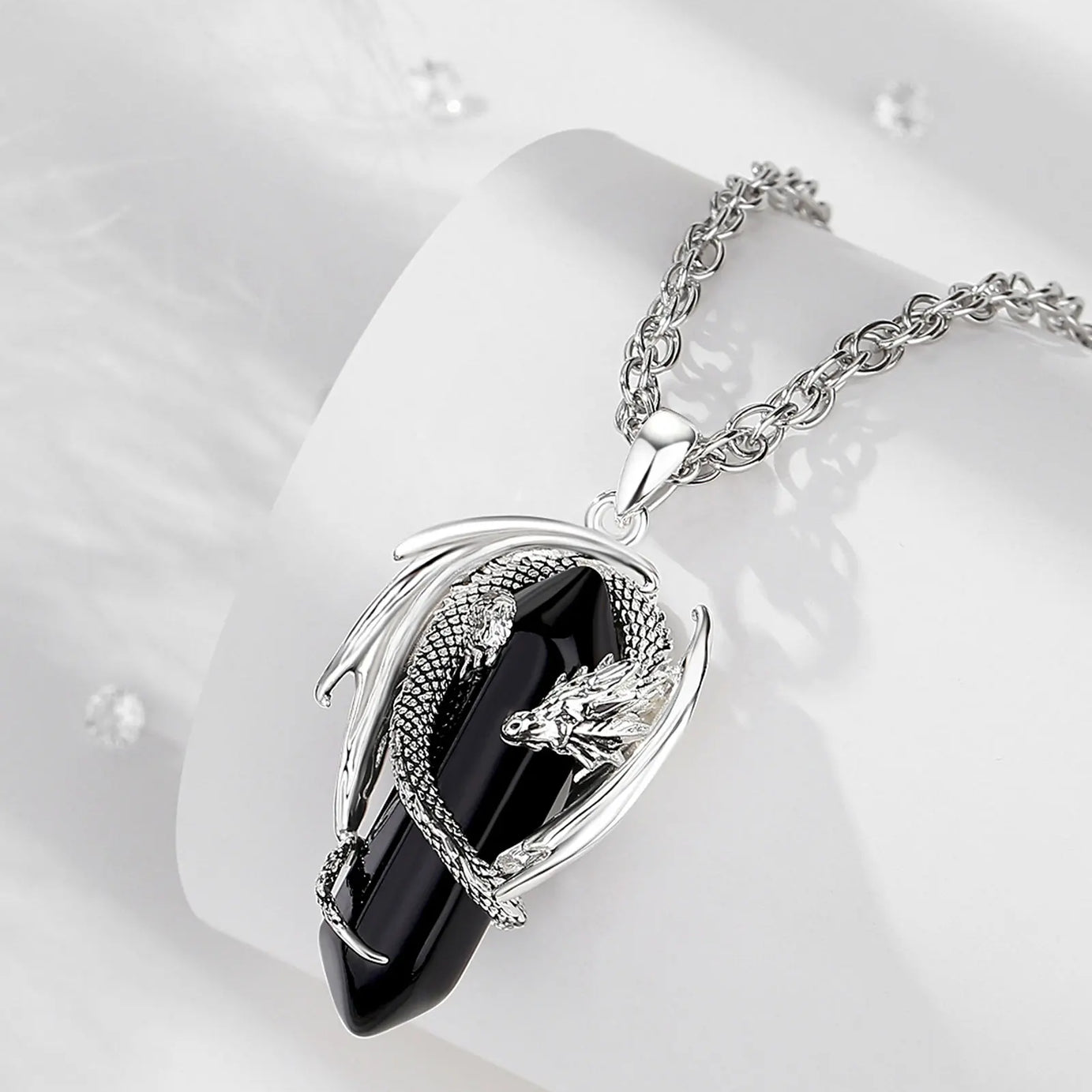 Dragon Natural Stone Hexagonal Prism Necklace