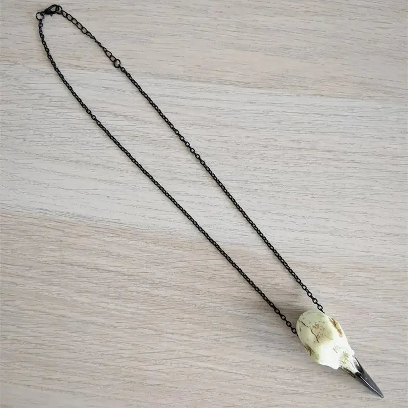 Raven Skull Necklace Halloween Jewelry Gothic Necklace, Raven Jewellery Gift Idea Spooky Scary Plague Doctor Witch - Charlie Dolly
