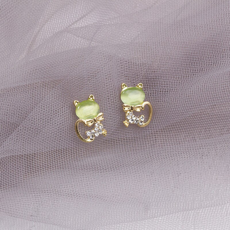 Angel and Devil Stud Earrings Asymmetric Opal Planet Astronaut Cute Animal Cat Earrings For Women Party Jewelry - Charlie Dolly