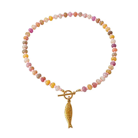 Fish, Starfish and Shell Colorful Handmade Boho Necklace
