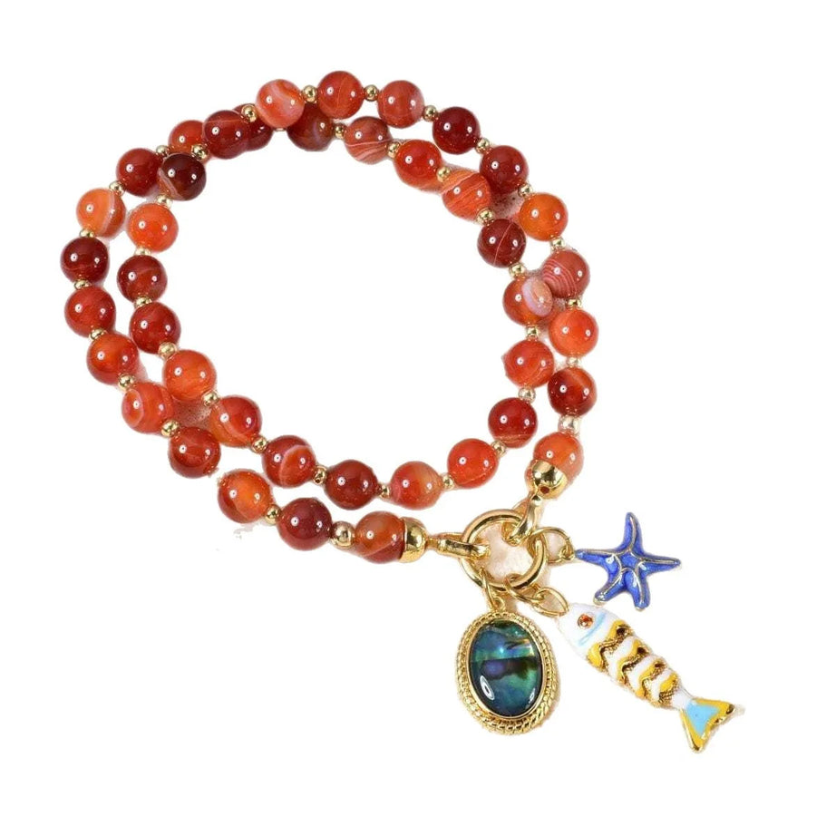 Fish, Starfish and Shell Colorful Handmade Boho Necklace