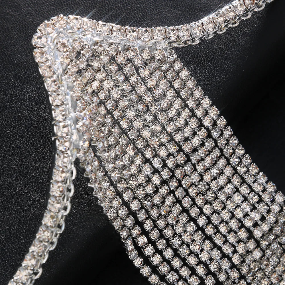 Sexy Crystal Tassel Chest Brace Chain Body Jewelry Fashion Women Bikini Top Lingerie Bra Chain Free Shipping - Charlie Dolly