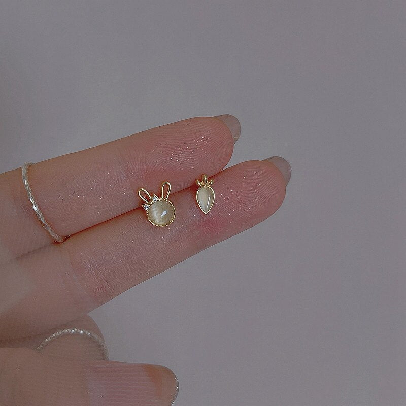 Angel and Devil Stud Earrings Asymmetric Opal Planet Astronaut Cute Animal Cat Earrings For Women Party Jewelry - Charlie Dolly