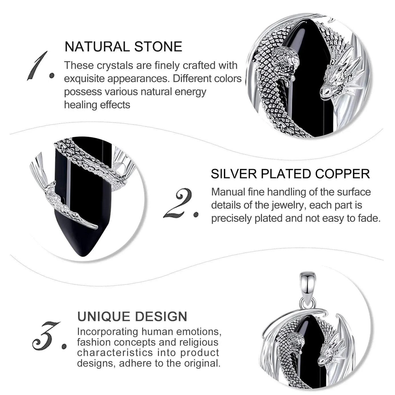 Dragon Natural Stone Hexagonal Prism Necklace